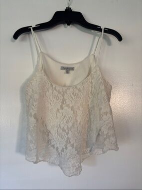 Charlotte Russe Ivory Lace Floral Cami